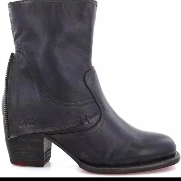 Bed Stu Iris Black Leather Ankle Boots Zipper Detail 6.5 NWT - Picture 6 of 6